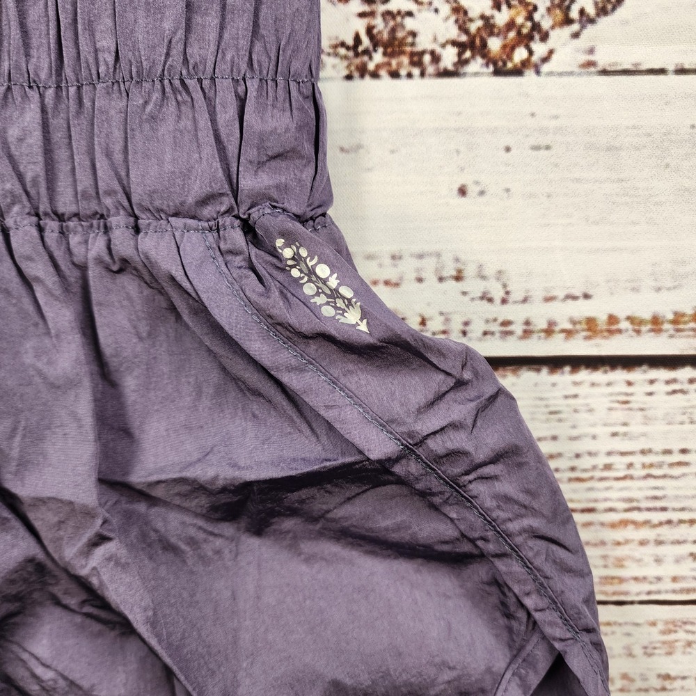 Free People The Way Home Shorts Deep Sea S Gray Purple Smocked Running Gym‎ - Picture 4 of 8